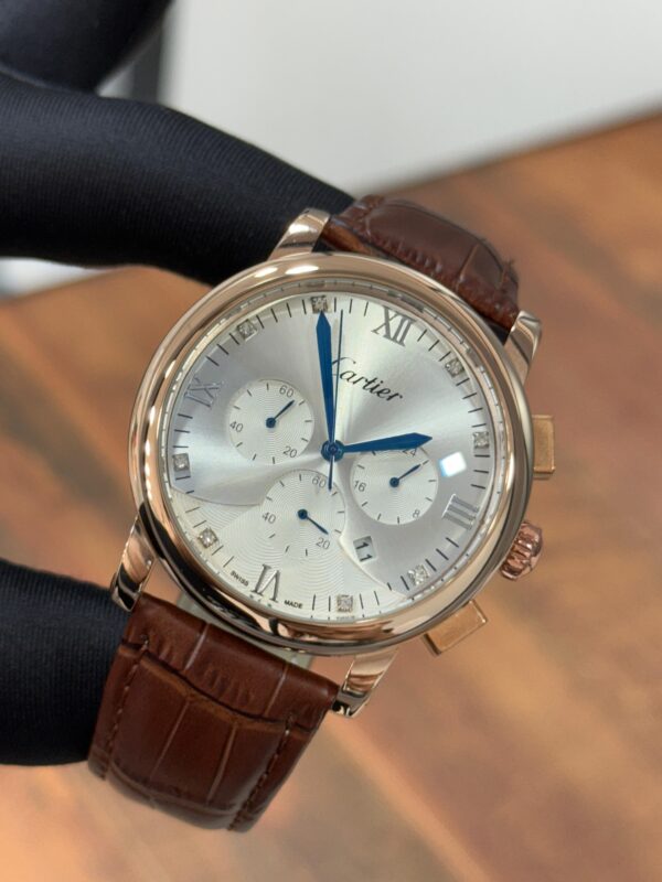 Cartier Chronograph Leather Strap Watch